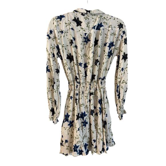 Free People Lighten Up Mini Dress Tea Combo Belted Size Small Floral Ivory - Picture 2 of 7